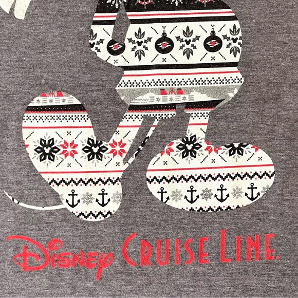 Disney Mickey Mouse Fair Isle Christmas Print Raglan Baseball Shirt - Picture 6 of 13